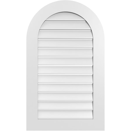 Ekena Millwork Round Top Surface Mount PVC Gable Vent: Functional, w/ 3-1/2"W x 1"P Standard Frame, 24"W x 40"H GVPRT24X4001SF
